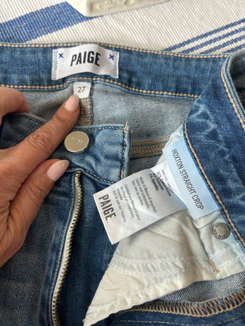 PAIGE Hoxton Straight Crop Jeans - Light Blue Denim 27